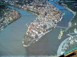 Letecký pohľad na Passau